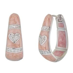 LAUREN G ADAMS Silver Baby Pink Rhodochrosite Love Crystal Huggie Hoop Earrings